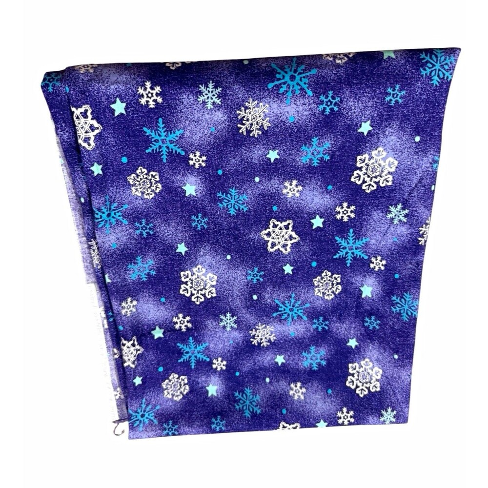 Springs Industries Snowflake Holiday Cotton Fabric Blue Purple Teal White #6079